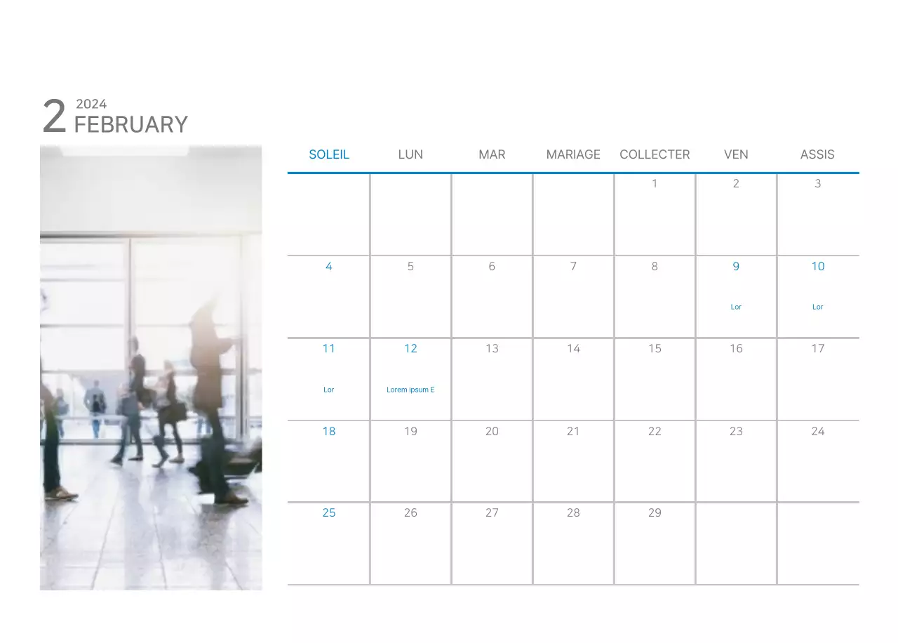 Calendrier de bureau blanc et simple
