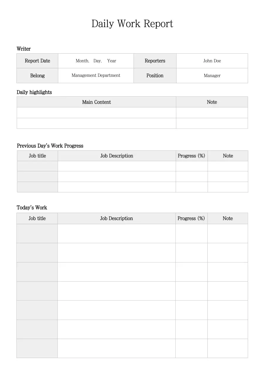 Grey Professional Work Report Document