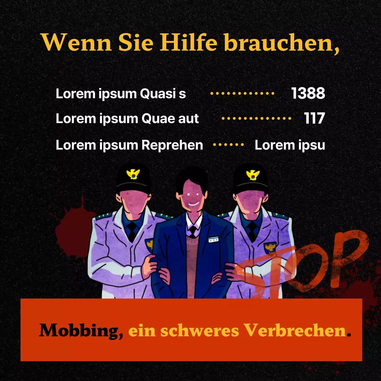 Mobbing-Präventions-Beratungsstelle in Schwarz und Rot