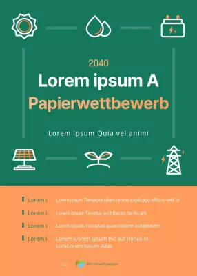 Grün und orange einfache Symbol-Konzept Umweltfreundliche erneuerbare Business-Papier-Wettbewerb Ankündigung