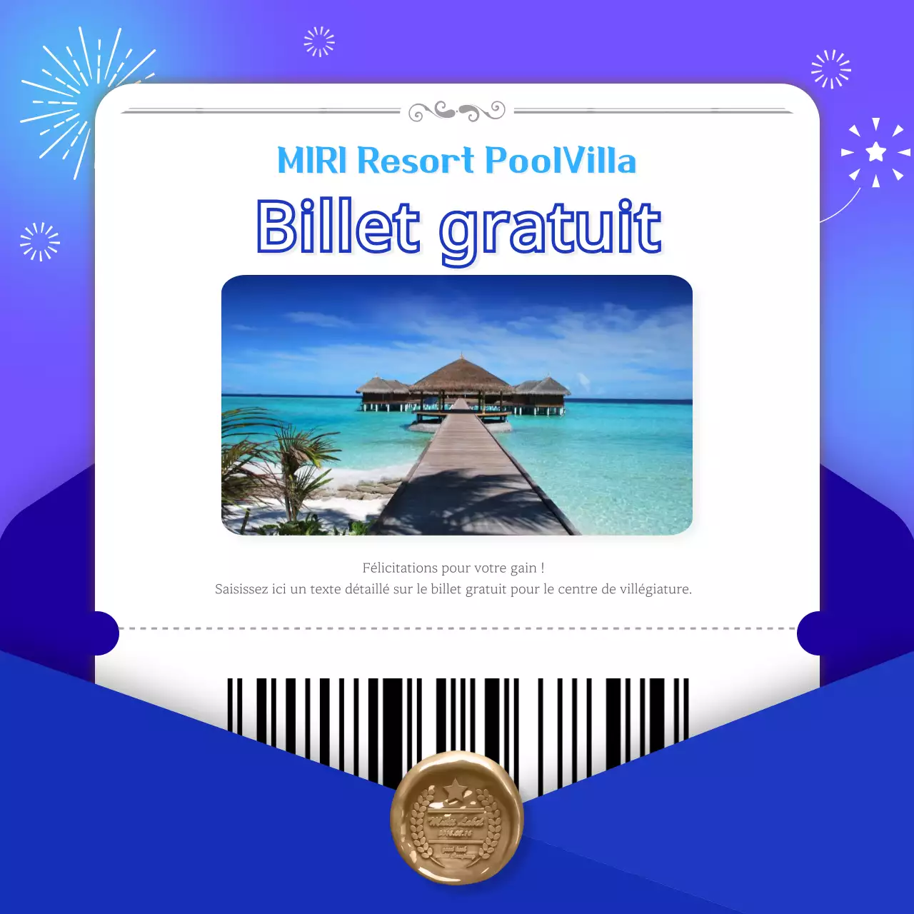 Concept de coupon de vacances touristiques de piété filiale bleue