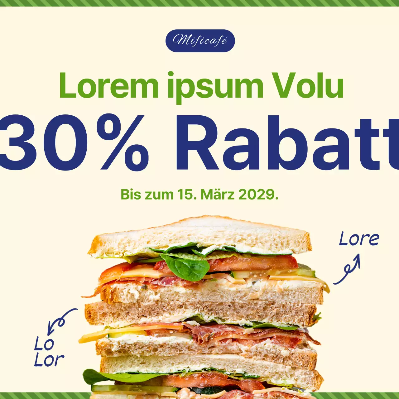 Werbung für neue Menüpunkte in Lindgrün und Blau