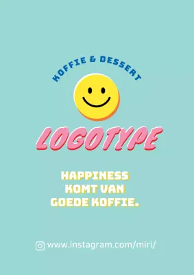 Blauwe roze illustratie leuke cafe promotie