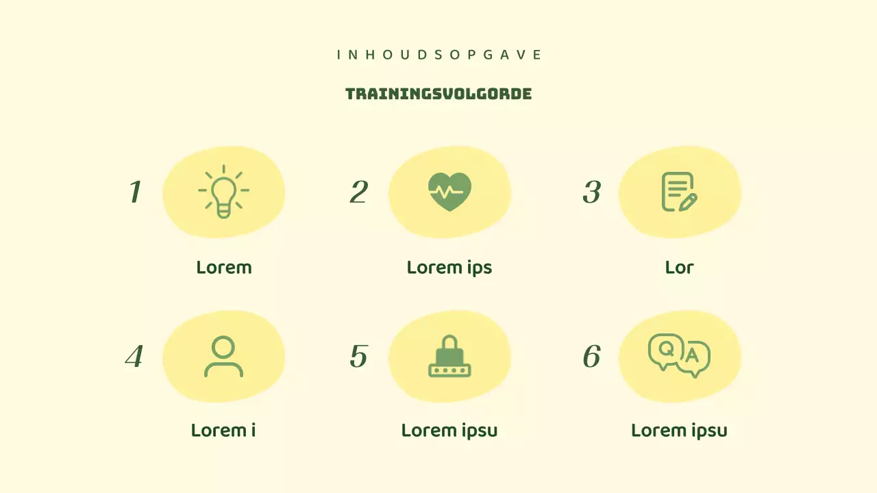 Groene en gele vrijwilligerstrainingsmaterialen voor middelbare scholieren