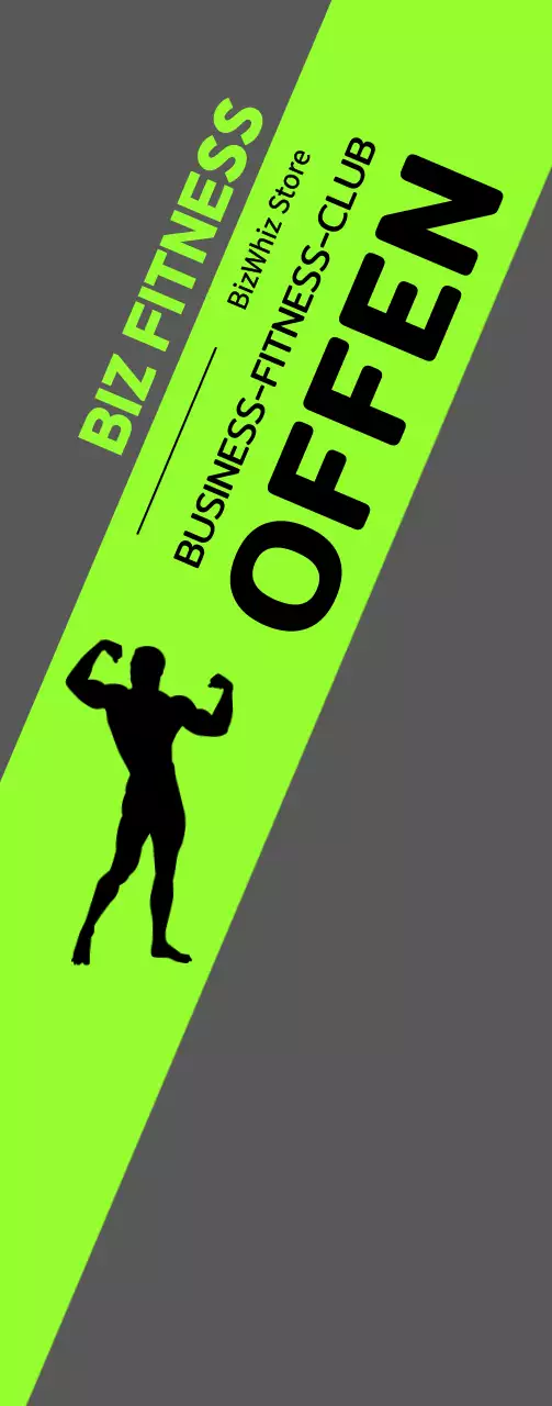 Windbanner zur Eröffnung eines Fitnessstudios mit männlicher Silhouette auf fluoreszierendem Untergrund