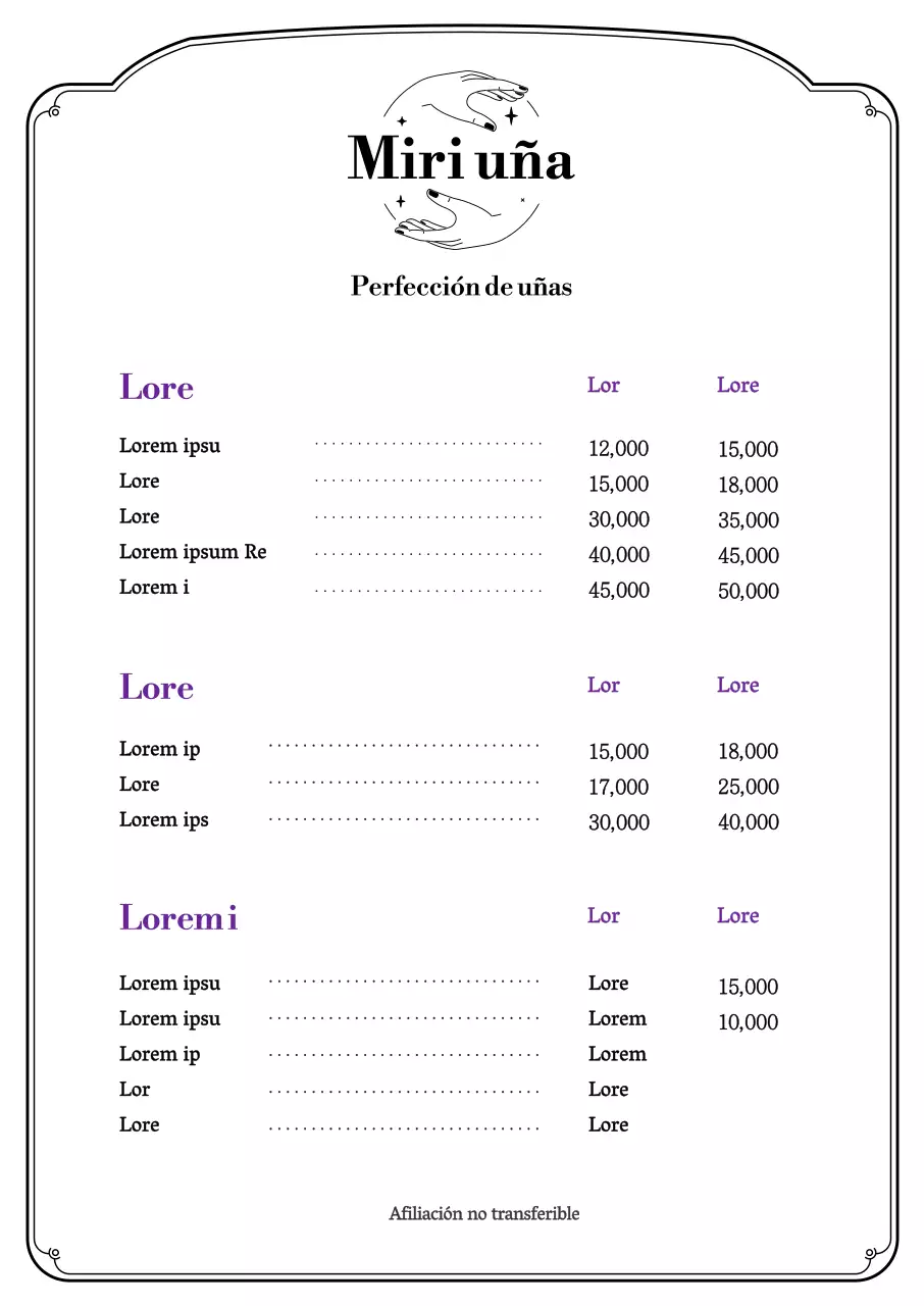 Sencillo tablero de menú nail art en blanco y negro