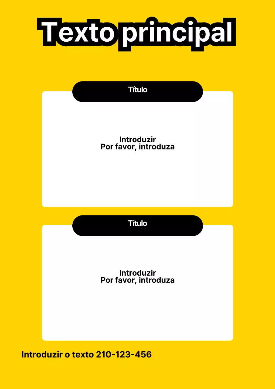 Um folheto simples com texto e formas em amarelo e preto