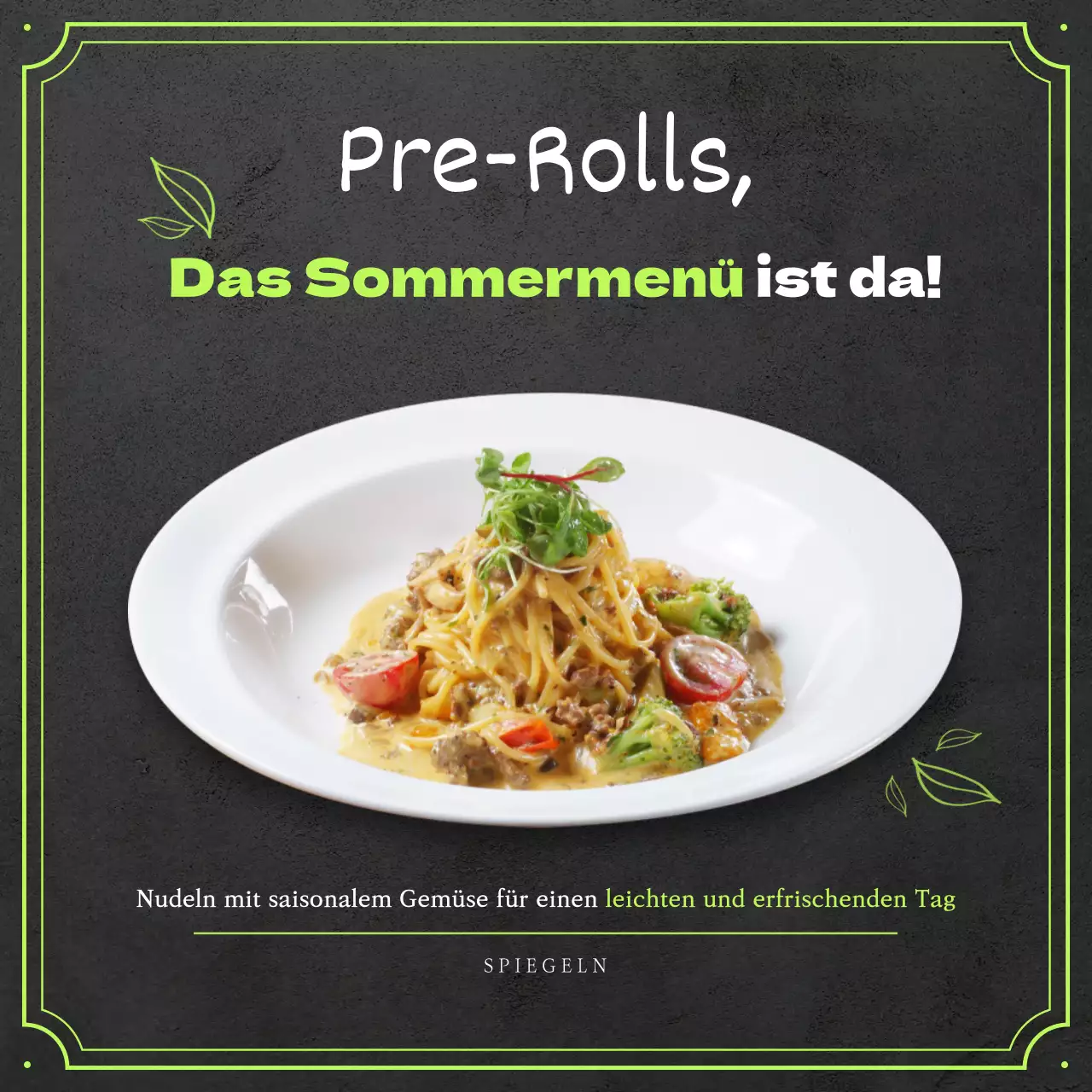 Limonengrüne Akzente zur Förderung der Einführung von Sommermenüs