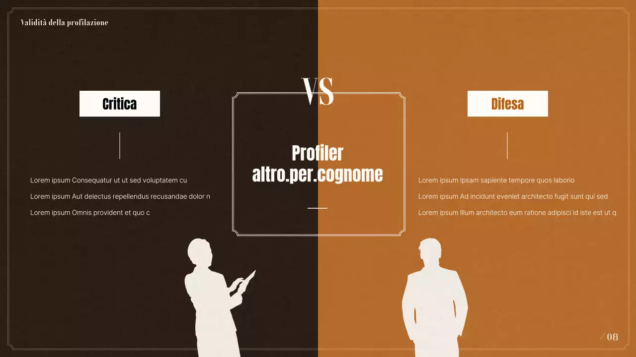 Presentazione del profilo psicologico criminale in nero e beige