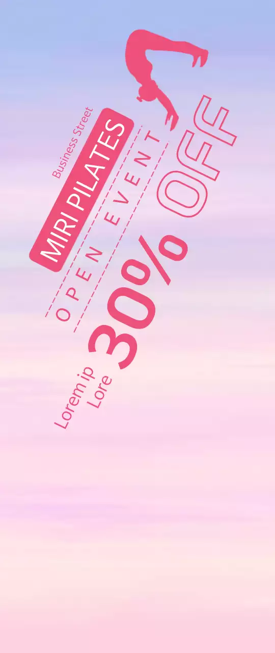 Pilates discount windbanner with a silhouette of an exercising woman on a pastel background