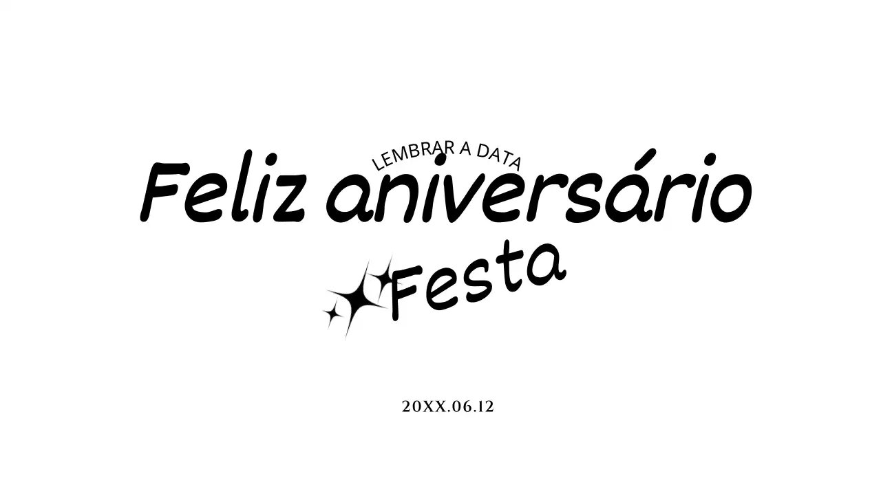 Envelope de postal de aniversário simples com texto a preto e ilustração de uma estrela