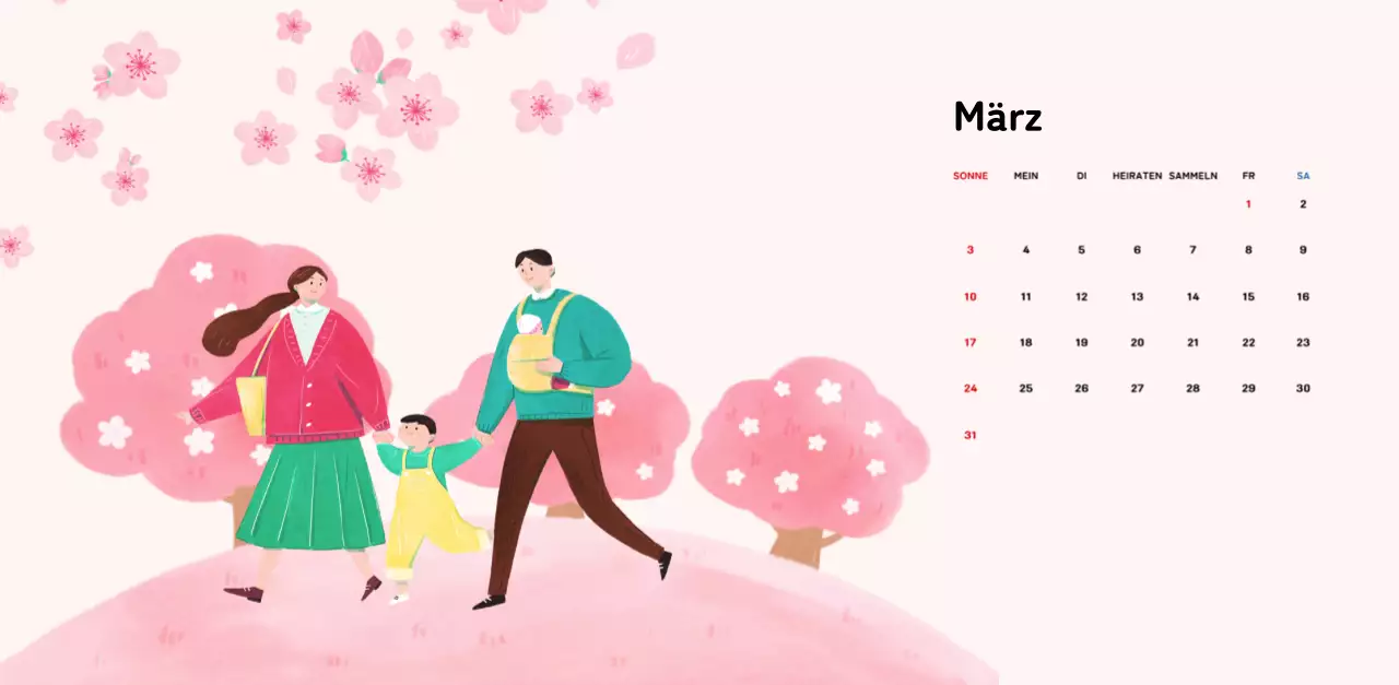 Ein warmer, illustrierter Kalender für das neue Jahr