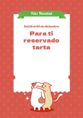 Folleto para promocionar el pedido de un pastel rojo de aniversario de Navidad