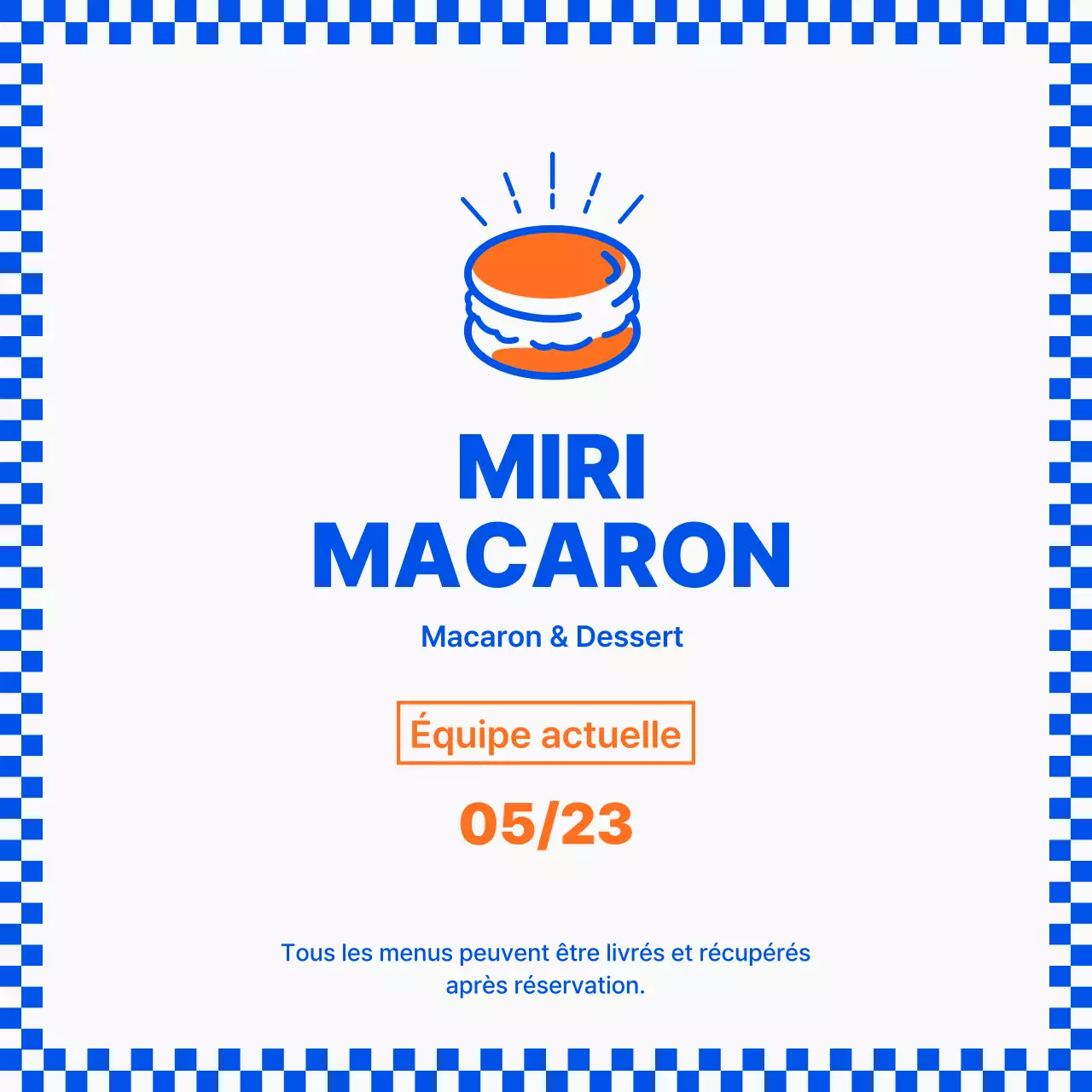 Macarons à damier bleu Médias sociaux