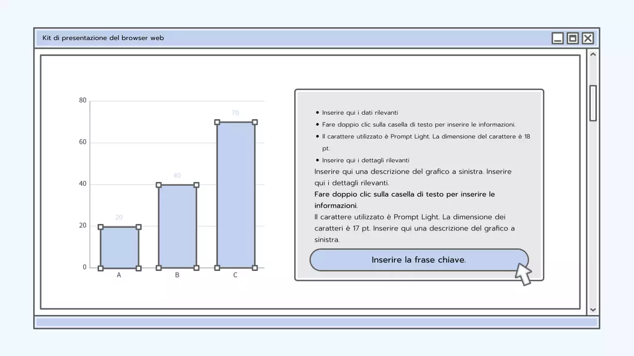 Kit di presentazione con concetto di browser blu chiaro