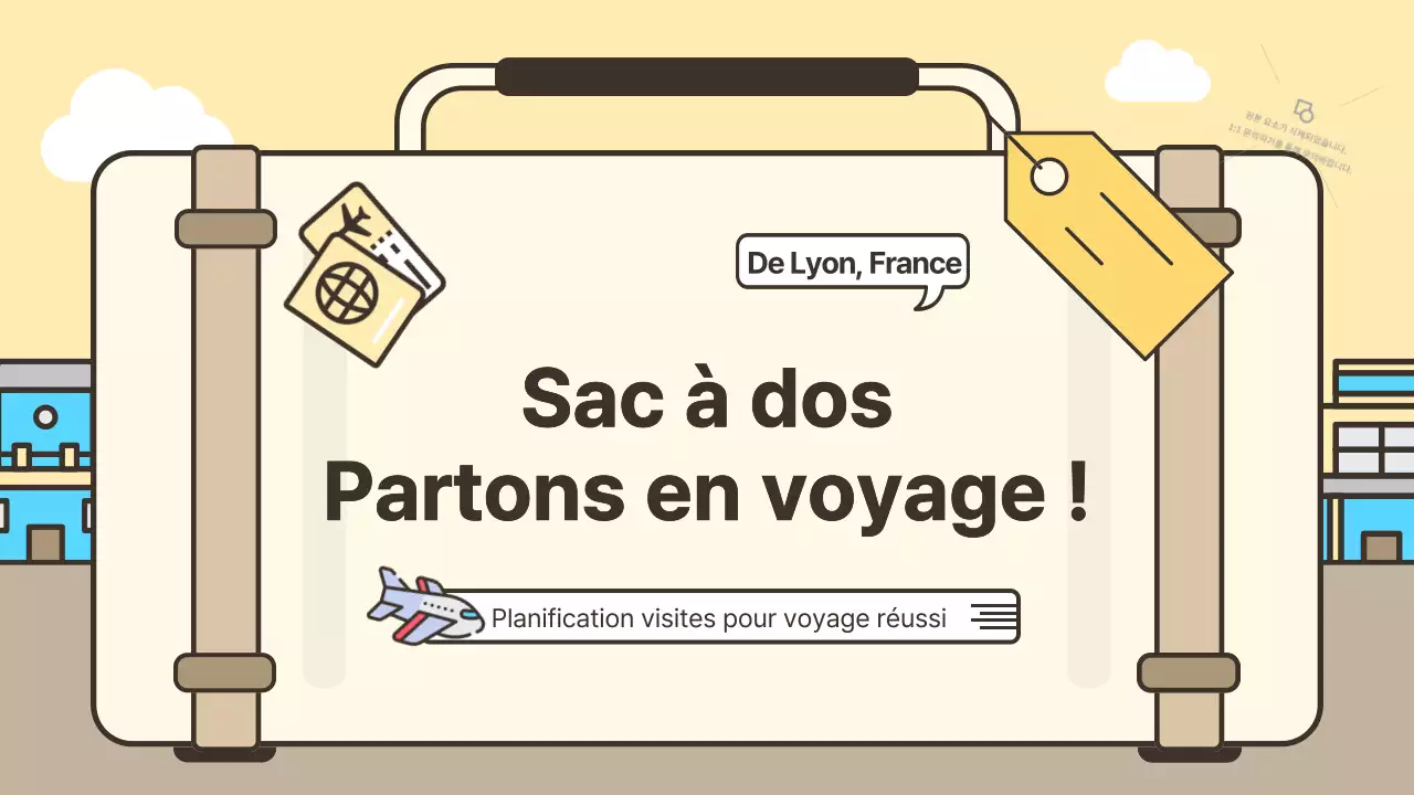 Concept de bagage mignon, itinéraire de voyage en jaune et beige