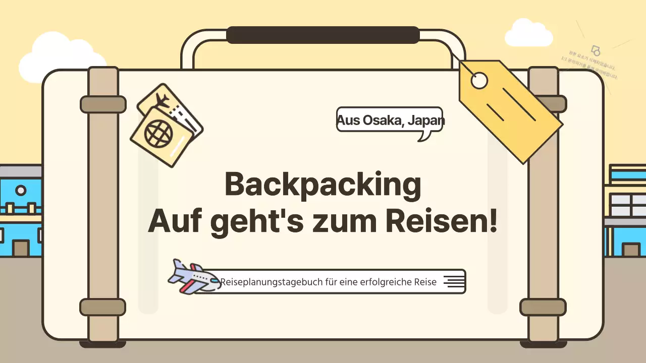 Niedliches Gepäckkonzept Reiseplan in gelb und beige