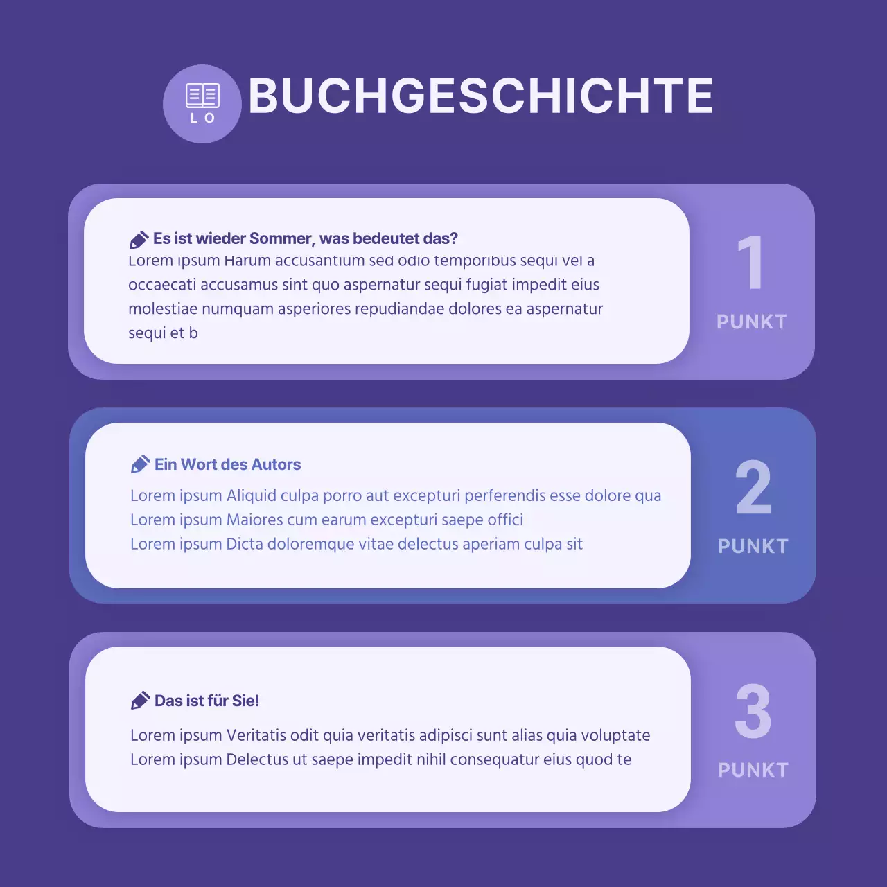 Booktalk-Konzertkarte in Blau und LilaNeues Design