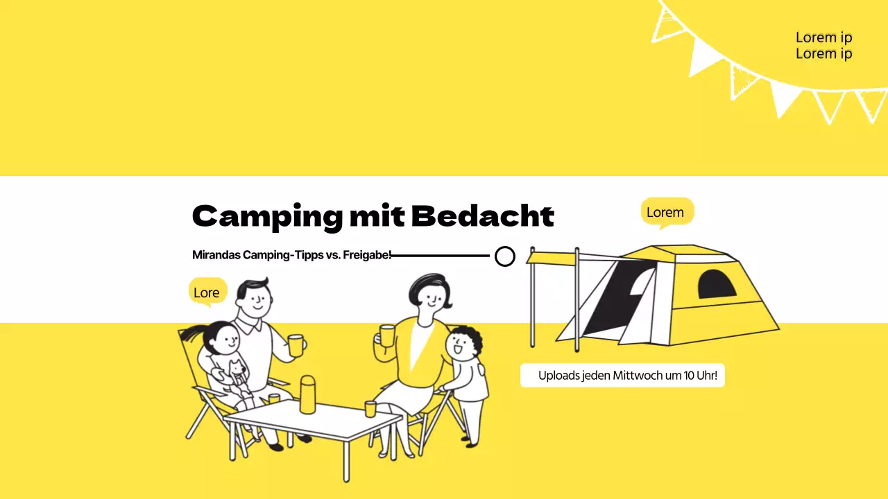 gelb weiß Familie camping einfach channelart