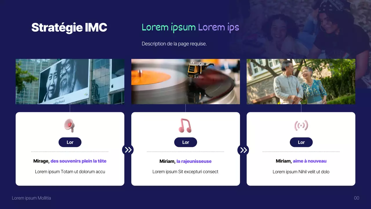 Plan marketing publicitaire illustré en 3D en bleu (Présentation)