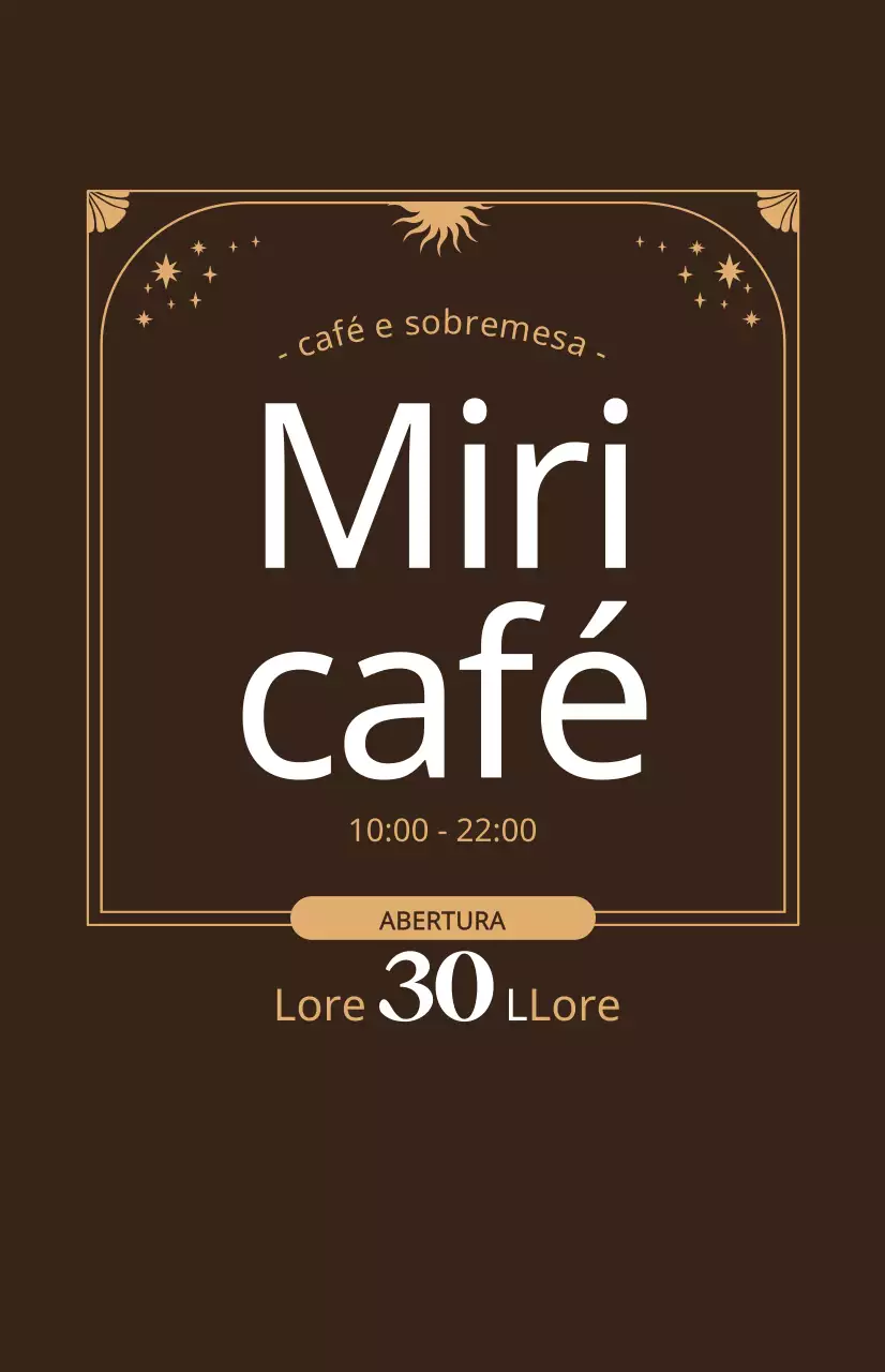 Promover um desconto de abertura de um café com um ambiente bege sobre um fundo castanho