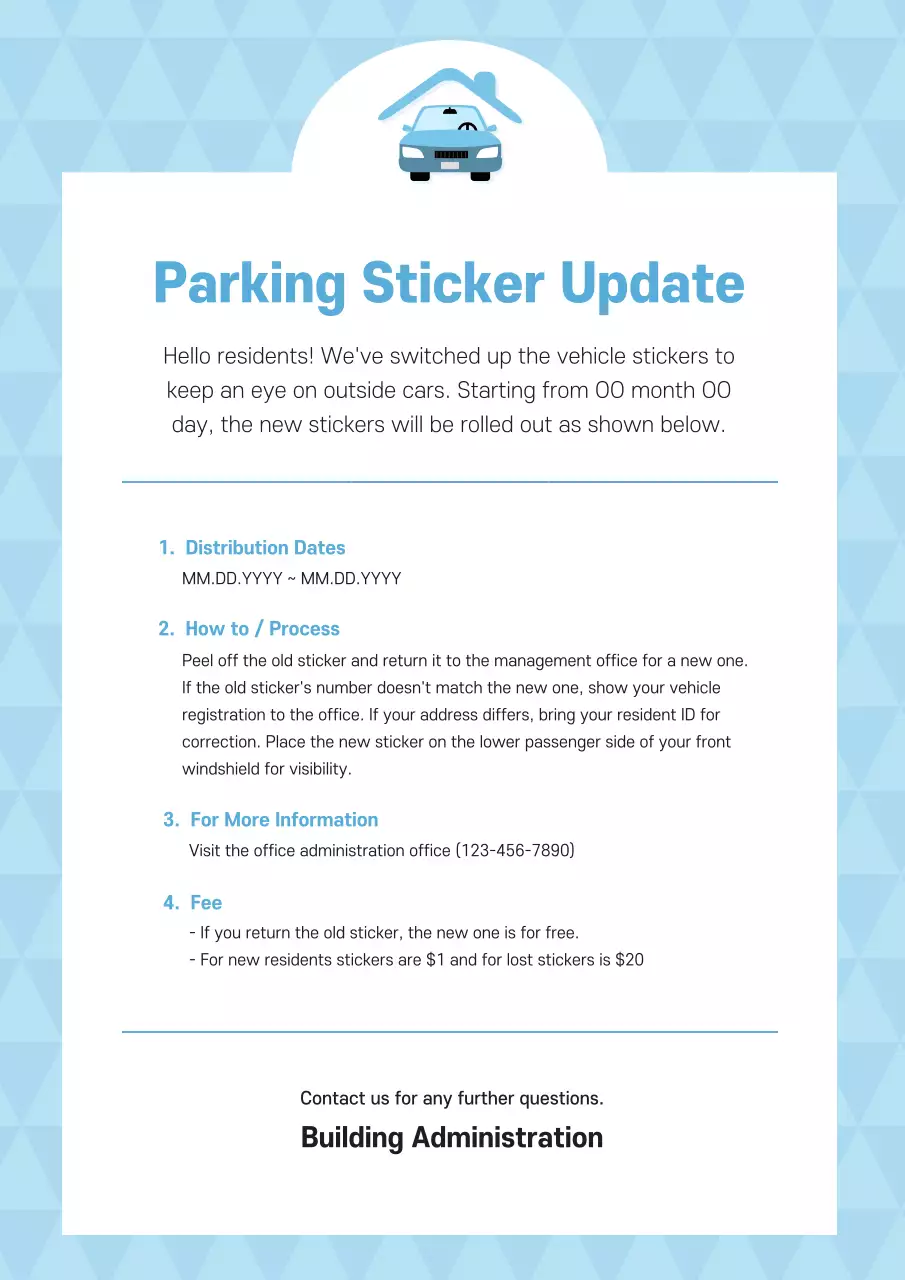 Blue Modern Parking Notice