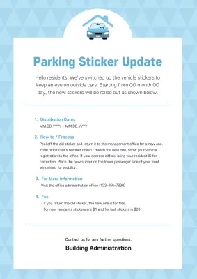 Blue Modern Parking Notice