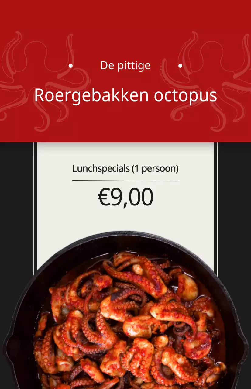 Restaurantpromotie met foto's van Koreaanse menu-items in verschillende kleuren