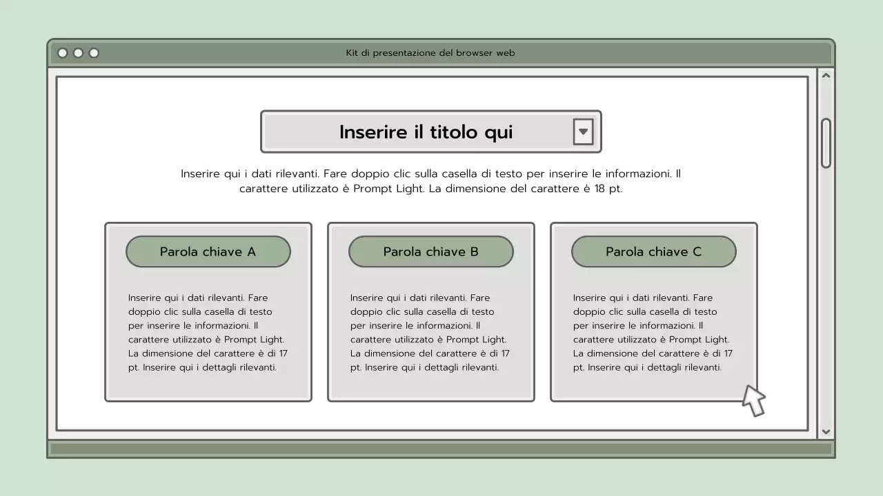 Kit di presentazione con concetto di browser blu chiaro