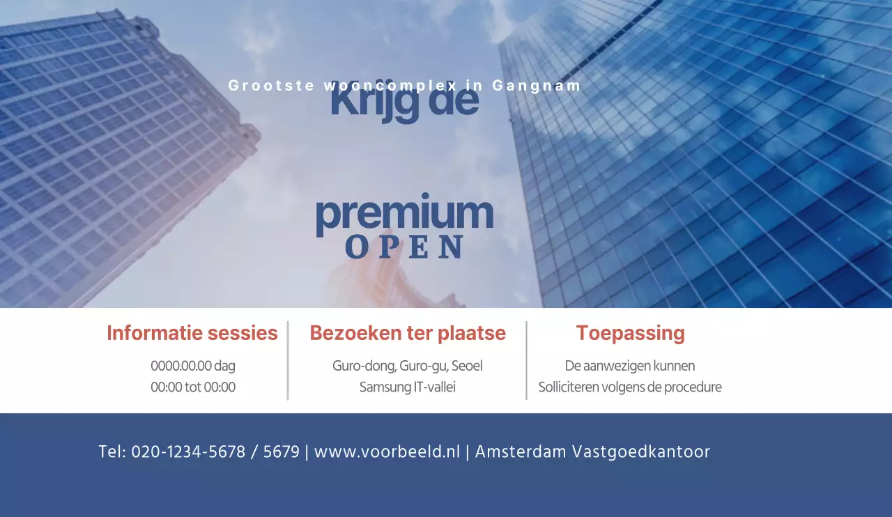 Blauw licht appartement verkoop en promotioneel ontwerp