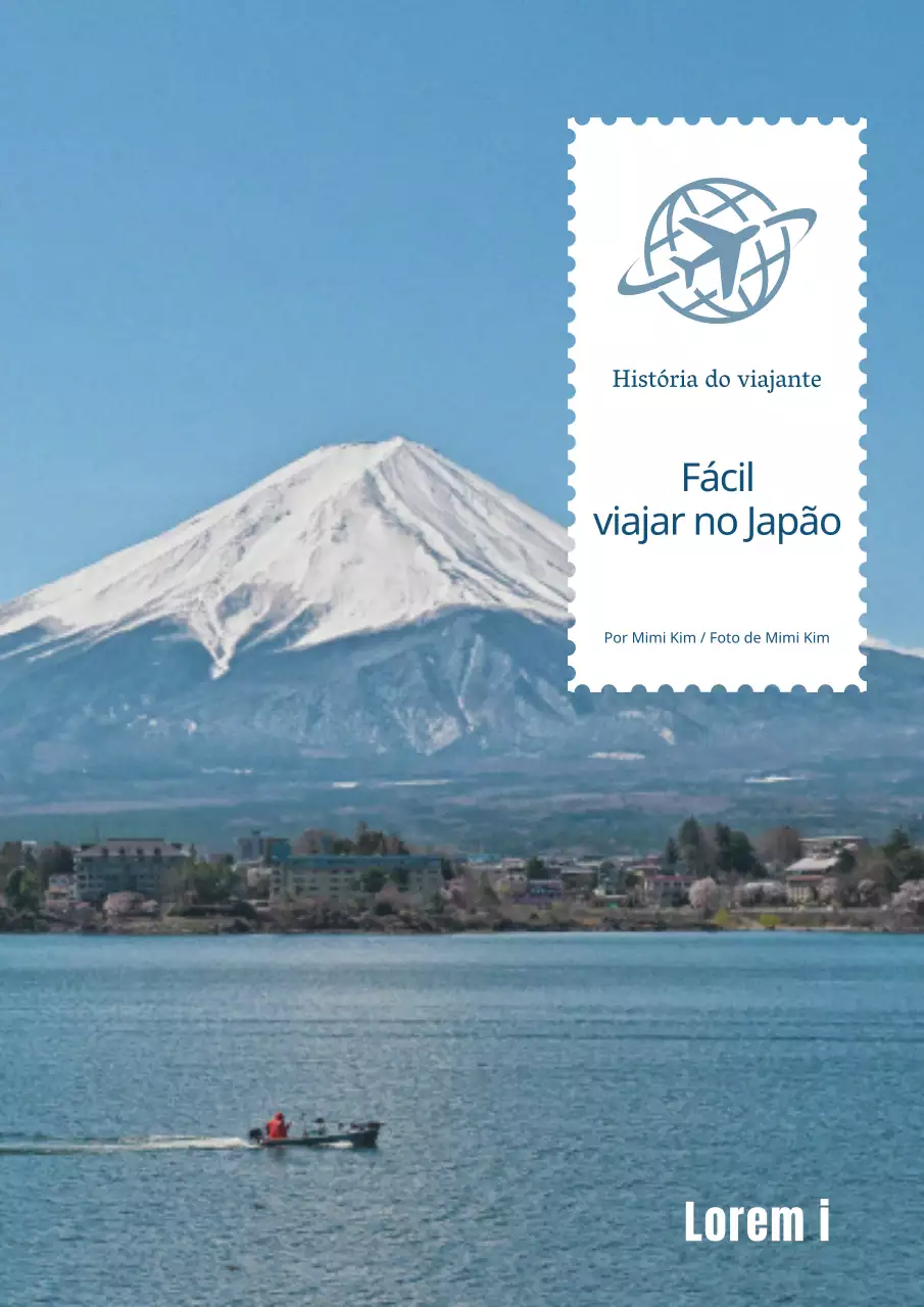 O interior do guia de viagem azul e simples do Japão