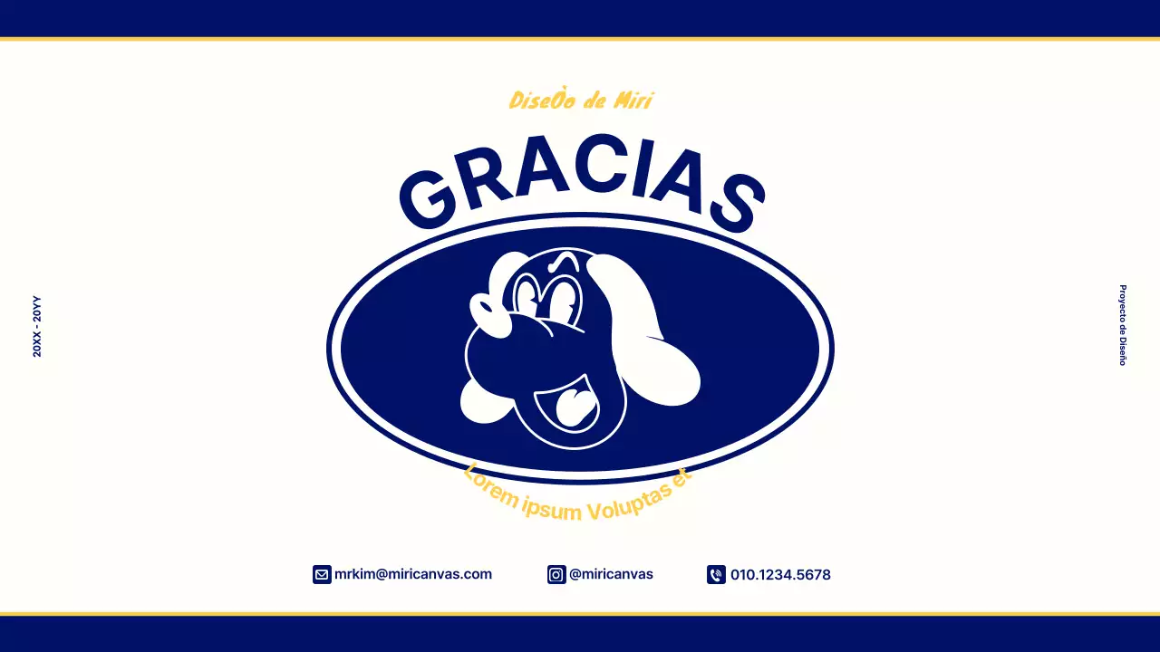 Portafolio de diseño para un concepto retro vintage en azul marino y amarillo