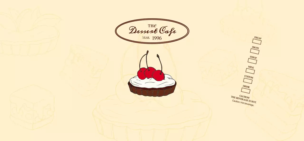 Promote and inform cafes with an emotional logo in reddish brown and pale yellow.