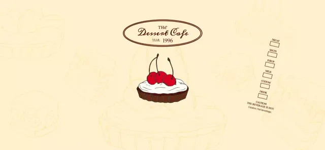 Promote and inform cafes with an emotional logo in reddish brown and pale yellow.