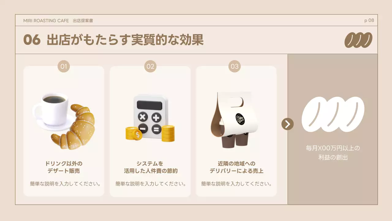 ベージュ シンプル カフェ 提案書 プレゼンテーション