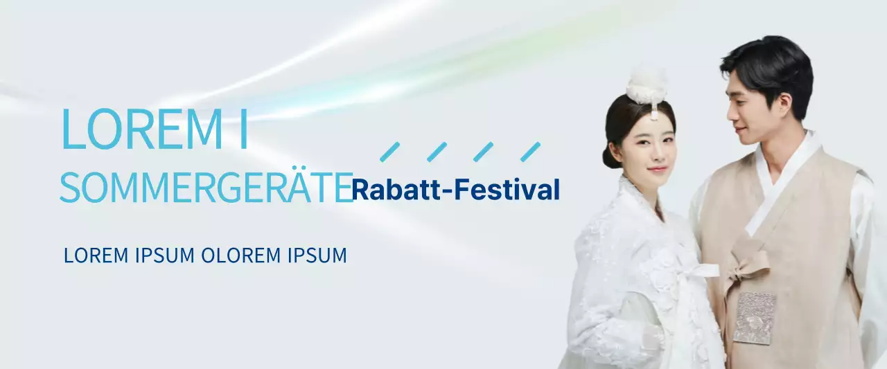 Newlyweds Summer Appliance Sale Banner in blau und hellblau