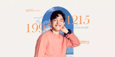 Concetto emozionale in arancione e azzurro per il merchandising del compleanno di una celebrità