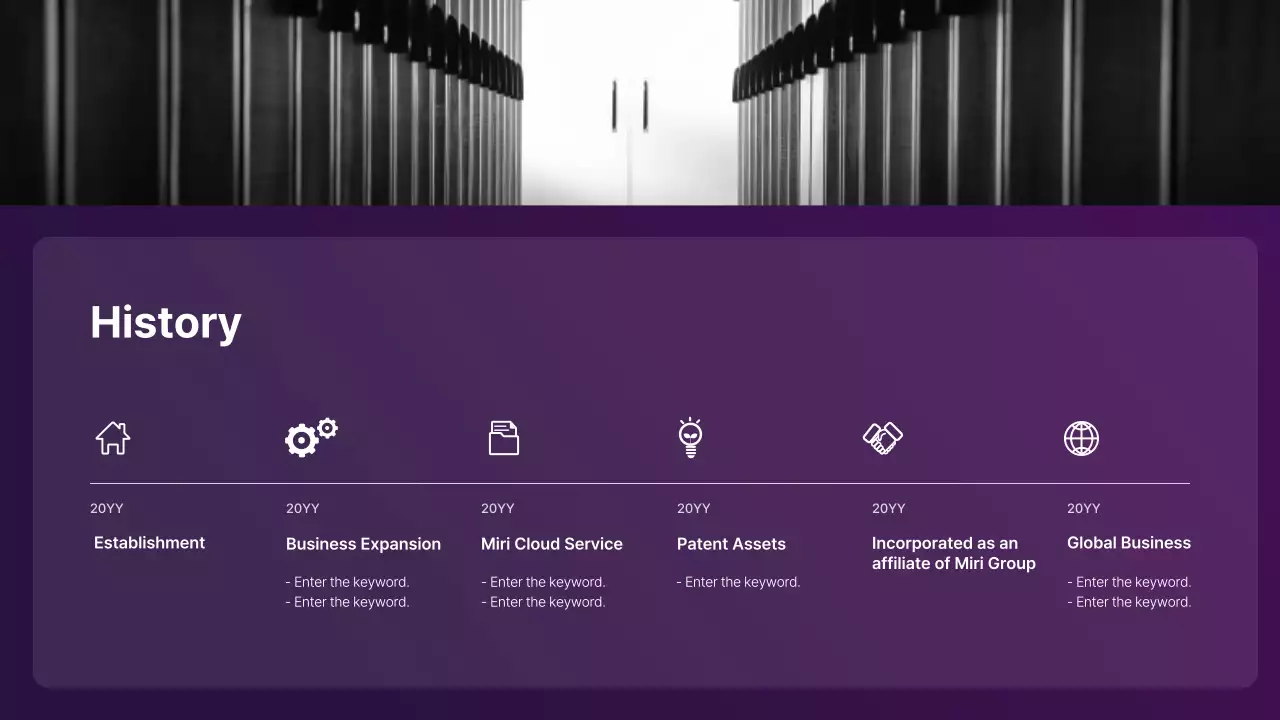 Gradient purple and orange company profile