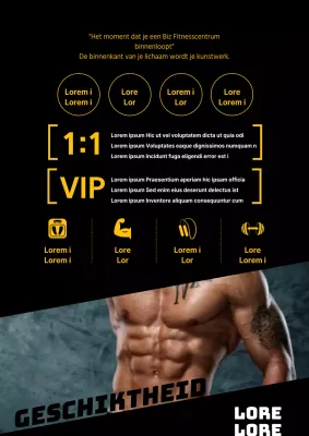 Fitness promoten met zwarte en gele foto's van bodybuilders