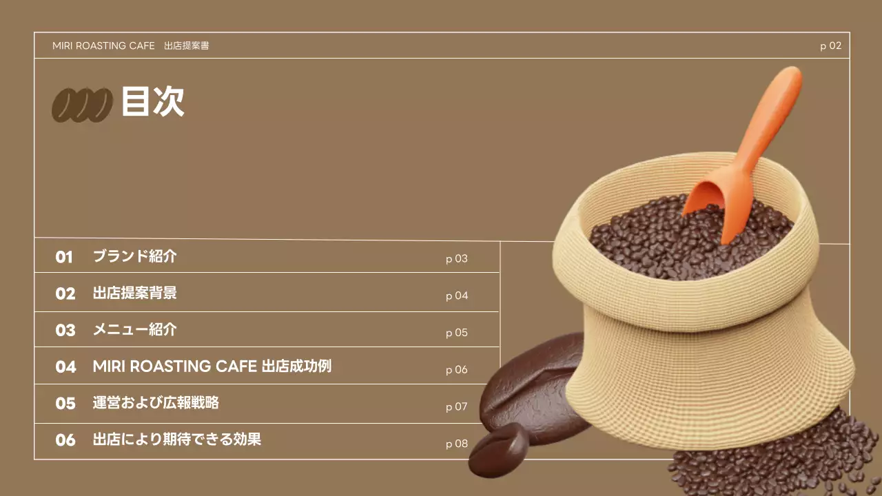 ベージュ シンプル カフェ 提案書 プレゼンテーション