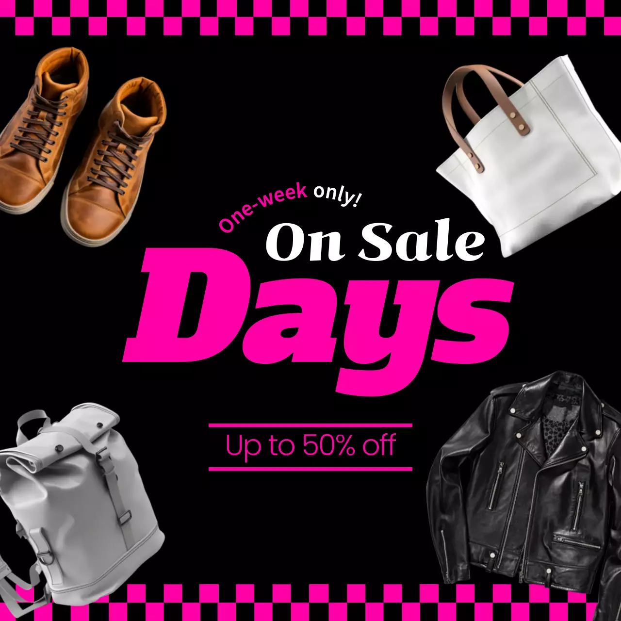 블랙 트렌디 패션 프로모션 소셜 미디어 게시물