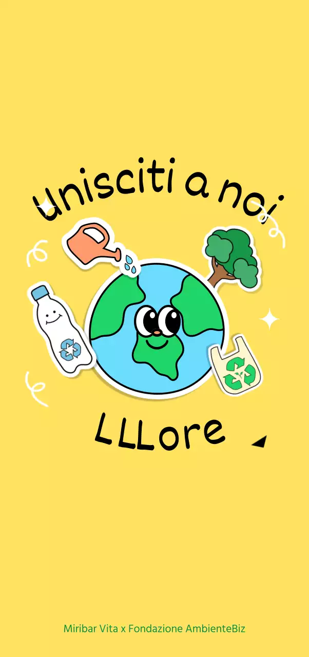 Simpatica illustrazione ambientale gialla per la campagna Save the Planet