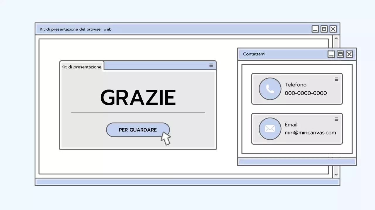 Kit di presentazione con concetto di browser blu chiaro
