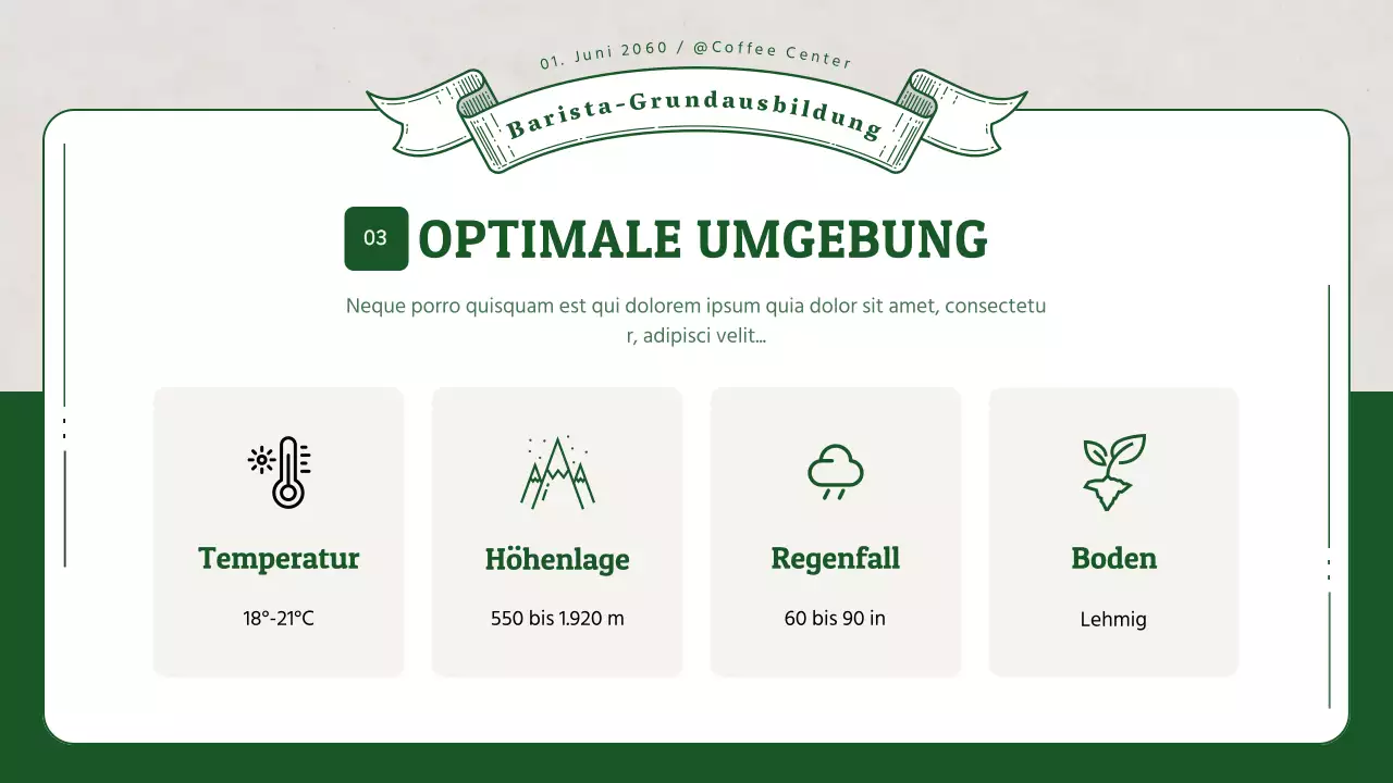 Barista-Schulung mit grünen 3D-Illustrationen