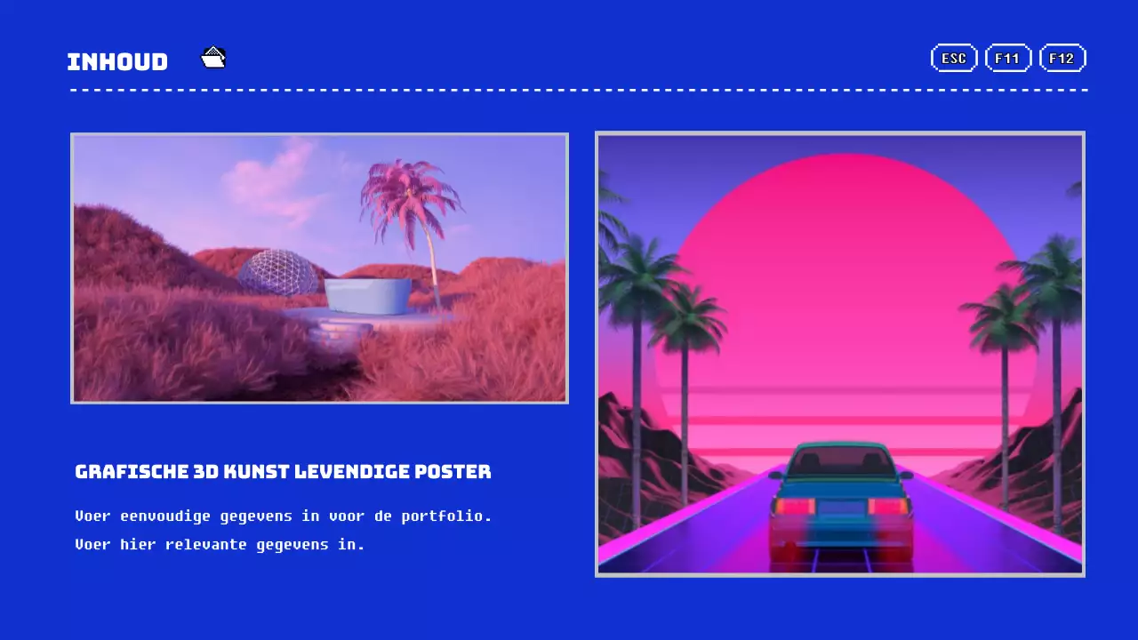 Portfolio presentatie in blauw en geel