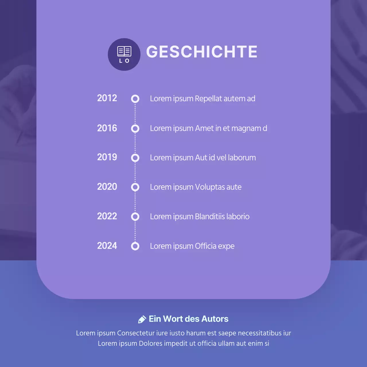 Booktalk-Konzertkarte in Blau und LilaNeues Design