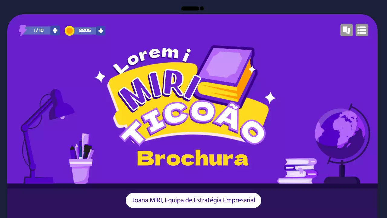 Proposta de conceito de jogo escolar em púrpura