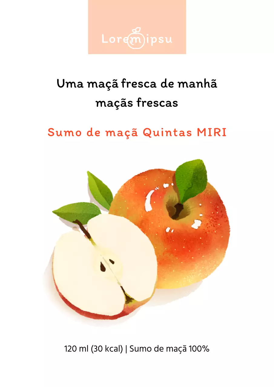Ilustração a aguarela vermelha para promover um menu de sumo de maçã