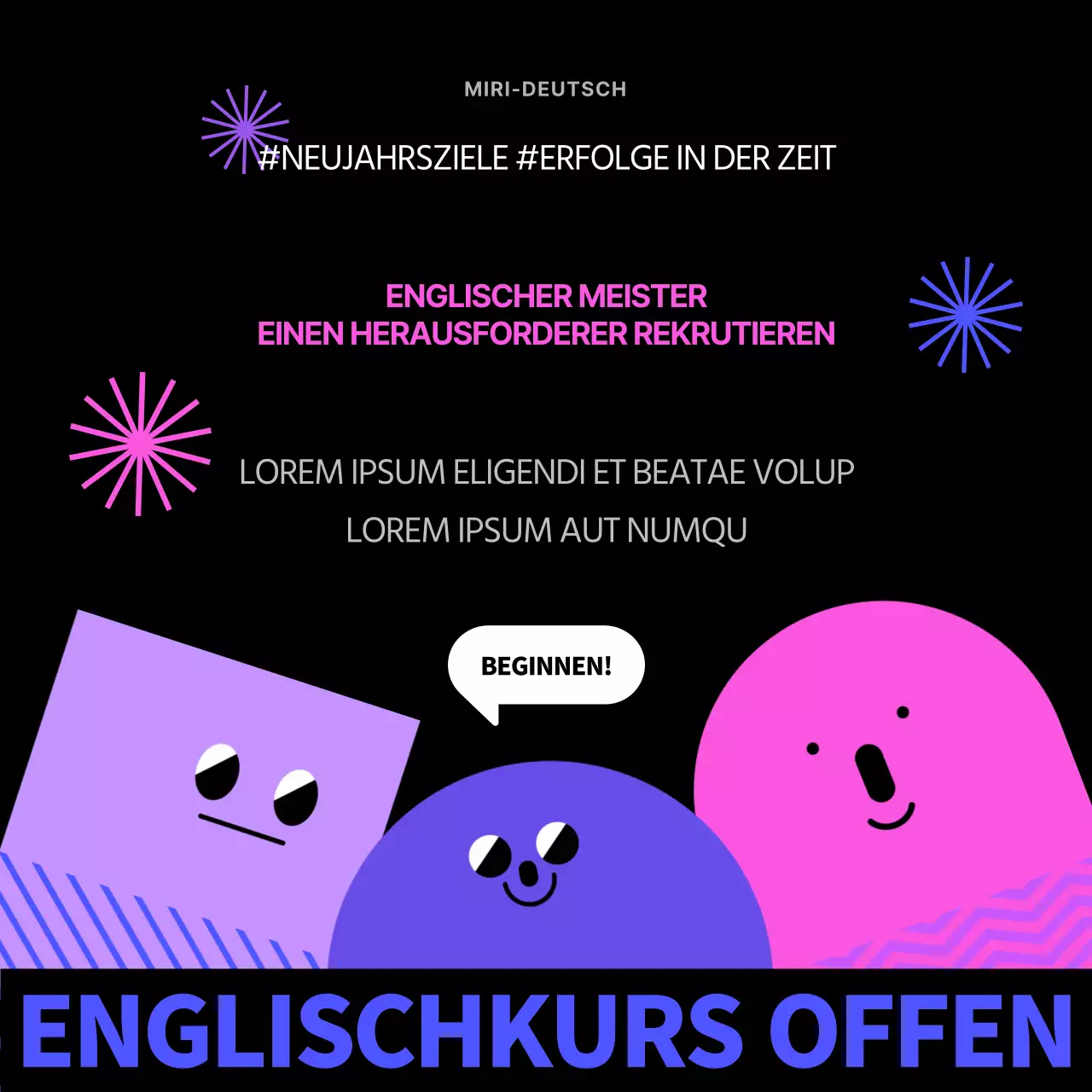 Englischer Masterstudiengang in Schwarz und Lila