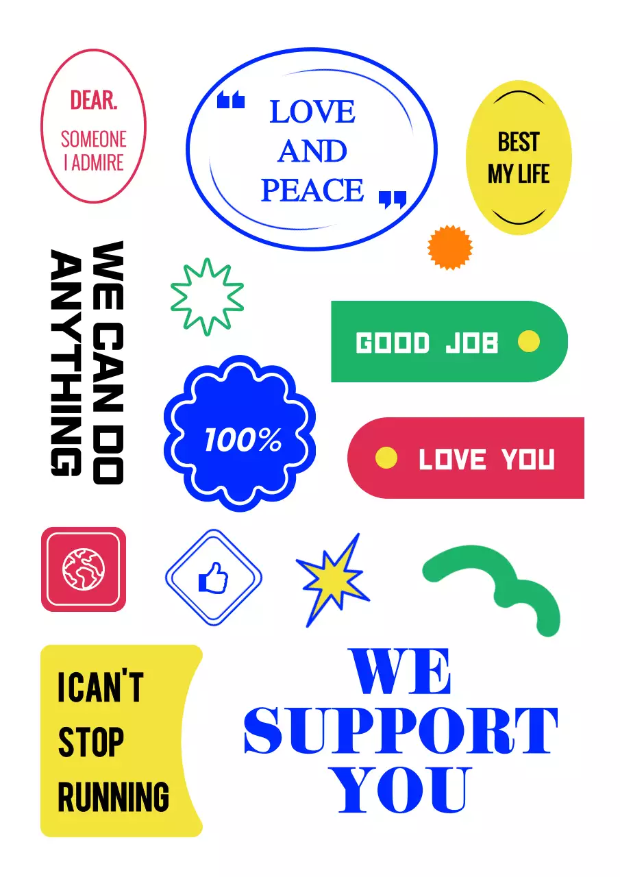 Hip concept with colorful text and icons